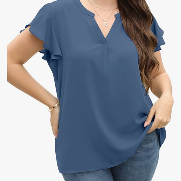 Gray/Blue V-Neck Work Top - XL (worn once!) - Picture 6 of 6